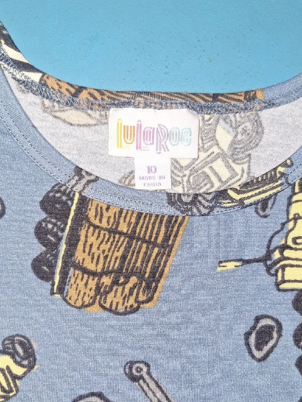 LuLaRoe Kids Blue Construction Trucks Short Sleeve Tee
